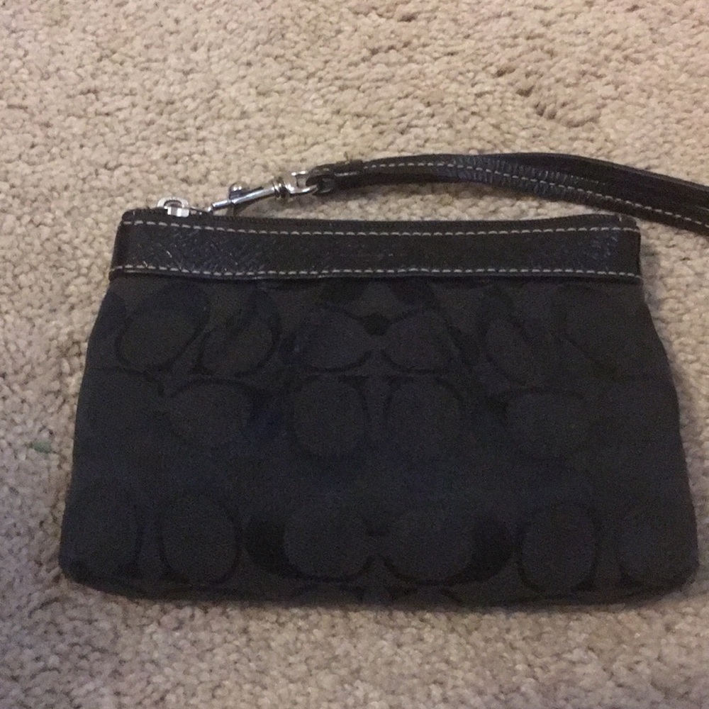 Classic black COACH wristlet